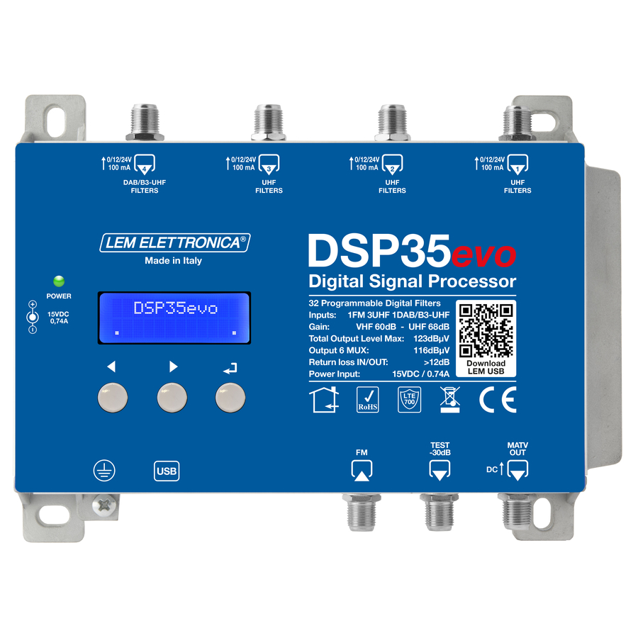 DSP35evo DSP35evo Centr Programmabile 5in 123dBuV32 filtri 5 ingressi - Filtro LTE 5G