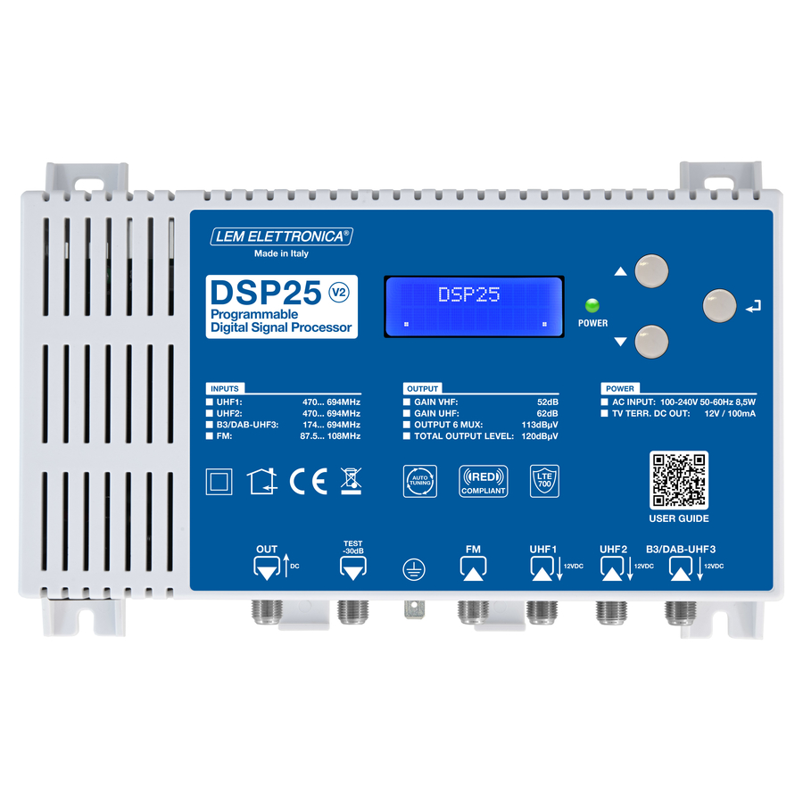 DSP25 DSP25V2 Centr Programmabile 4in 120dBuV 32 Filtri - Filtro LTE 5G