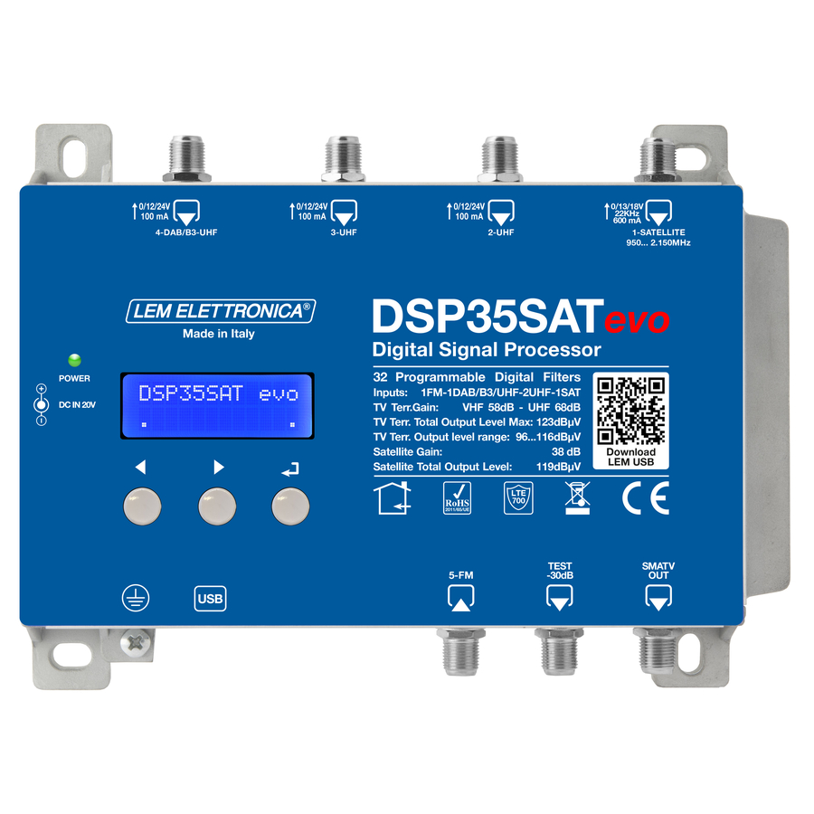 DSP35-SATevo DSP35-SATevo Centr Prog 4in+SAT 123dBuV 32 Filtri - Filtro LTE 5G