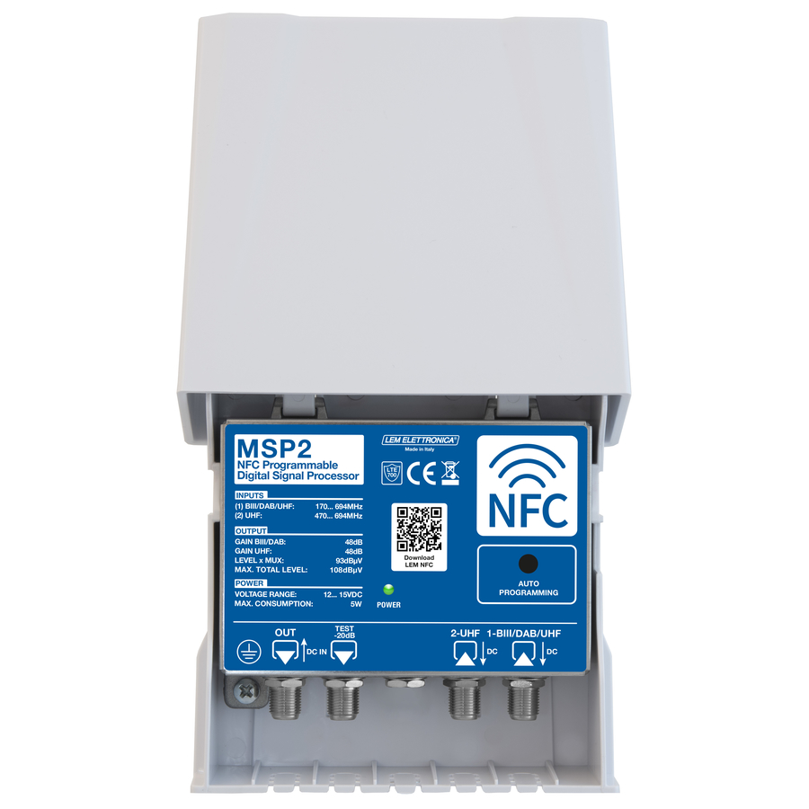 MSP2 MSP2 Ampli Palo Programmabile NFC 2in Out 108dBµV Filtro LTE 5G