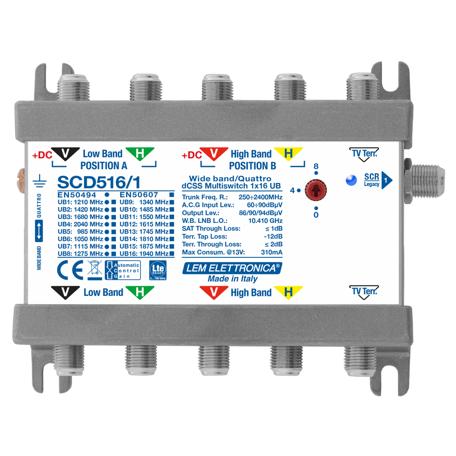 SCD516/1 SCD516/1 MSW 5in SAT+TV 1out dCSS/L 7dB 1 Out Legacy/dCSS 16UB + TV att. 7dB
