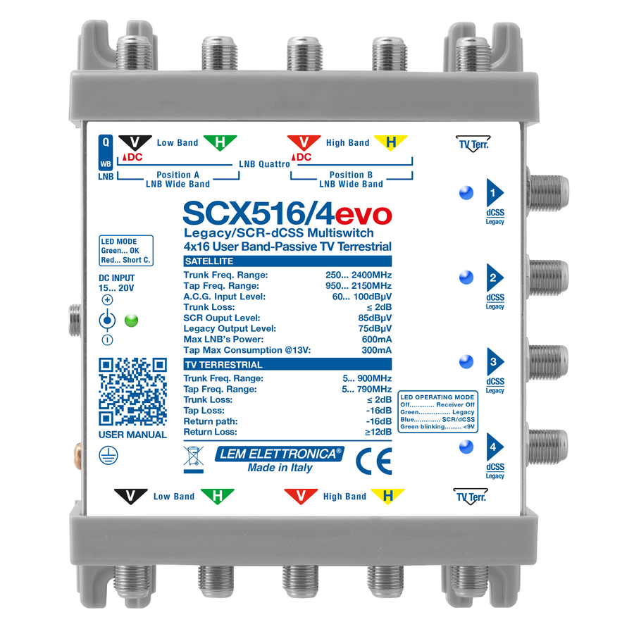 SCX516/4evo SCX516/4evo MSW 5in HV/WB 4out d/L 16dB 4 Out Leg/dCSS 16UB + TV att. 16dB