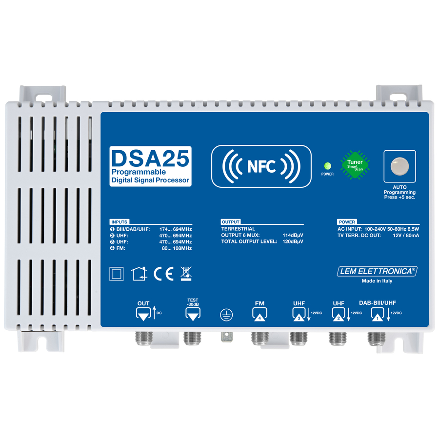 DSA25 DSA25 Centr AutoProg + NFC 4in 120dBuV 32 Filtri - Filtro LTE 5G