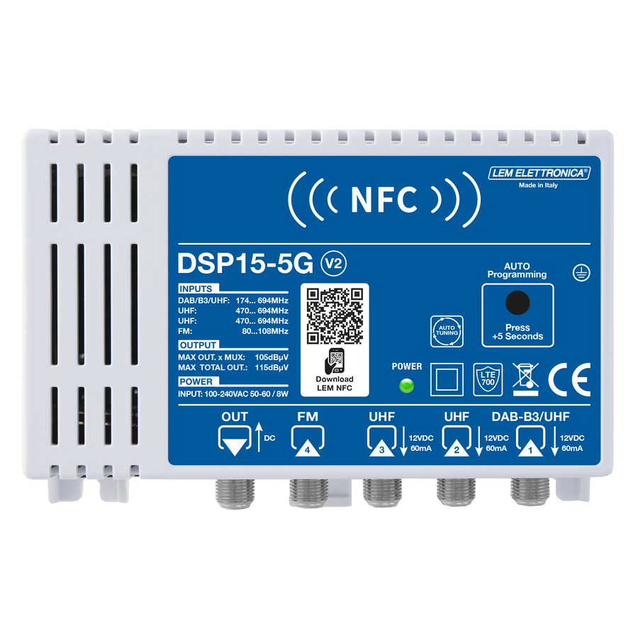 DSP15-5G Centr Programmabile NFC 3in Out 116dBuV Filtro LTE 5G