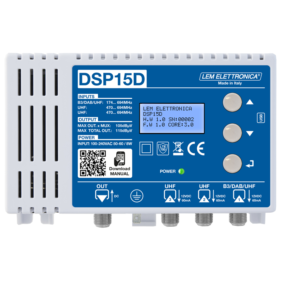 DSP15D DSP15D Centr Programmabile 3in 115dBuV 32 Filtri - Filtro LTE 5G